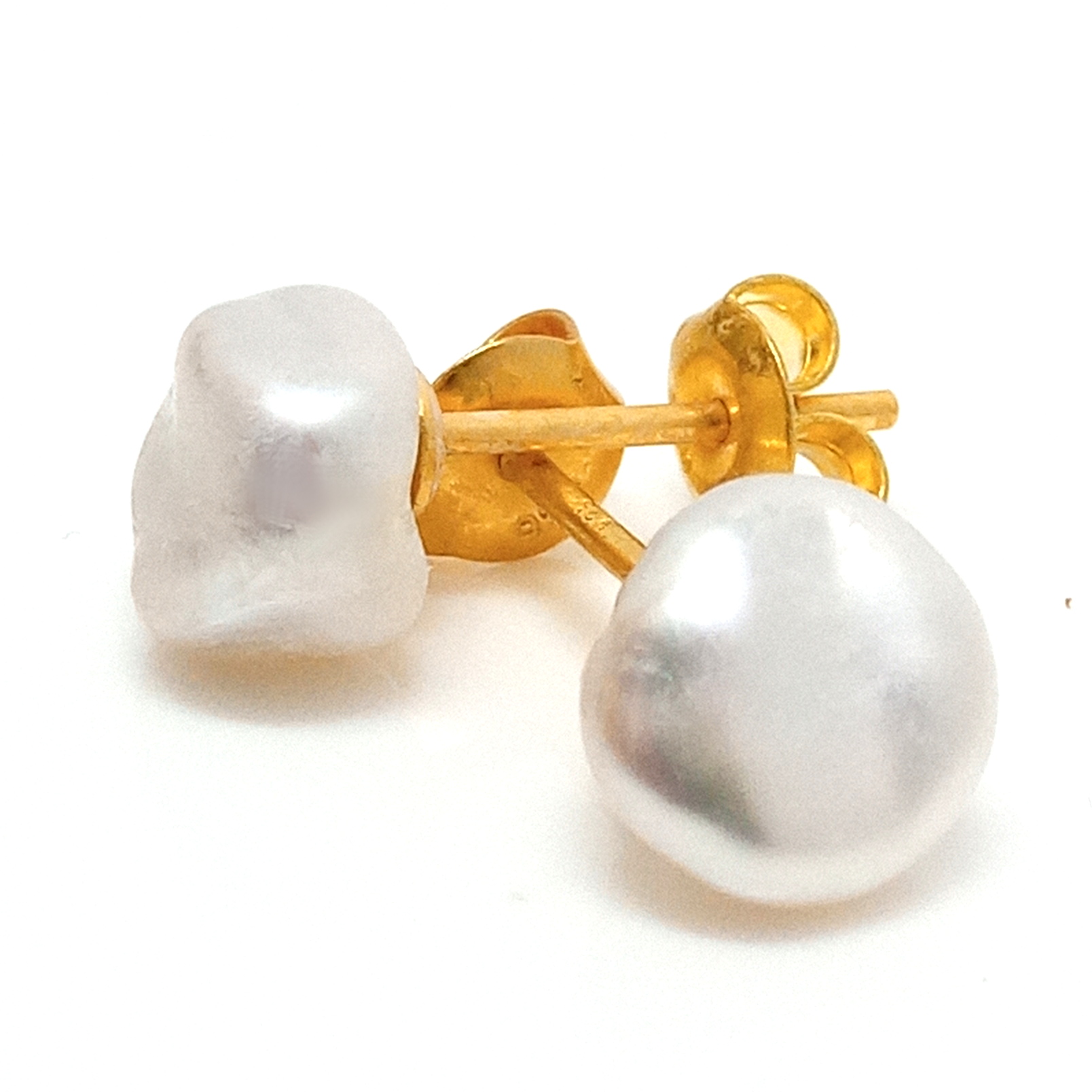 White 7-8mm Keishi Button Pearl Stud Earrings